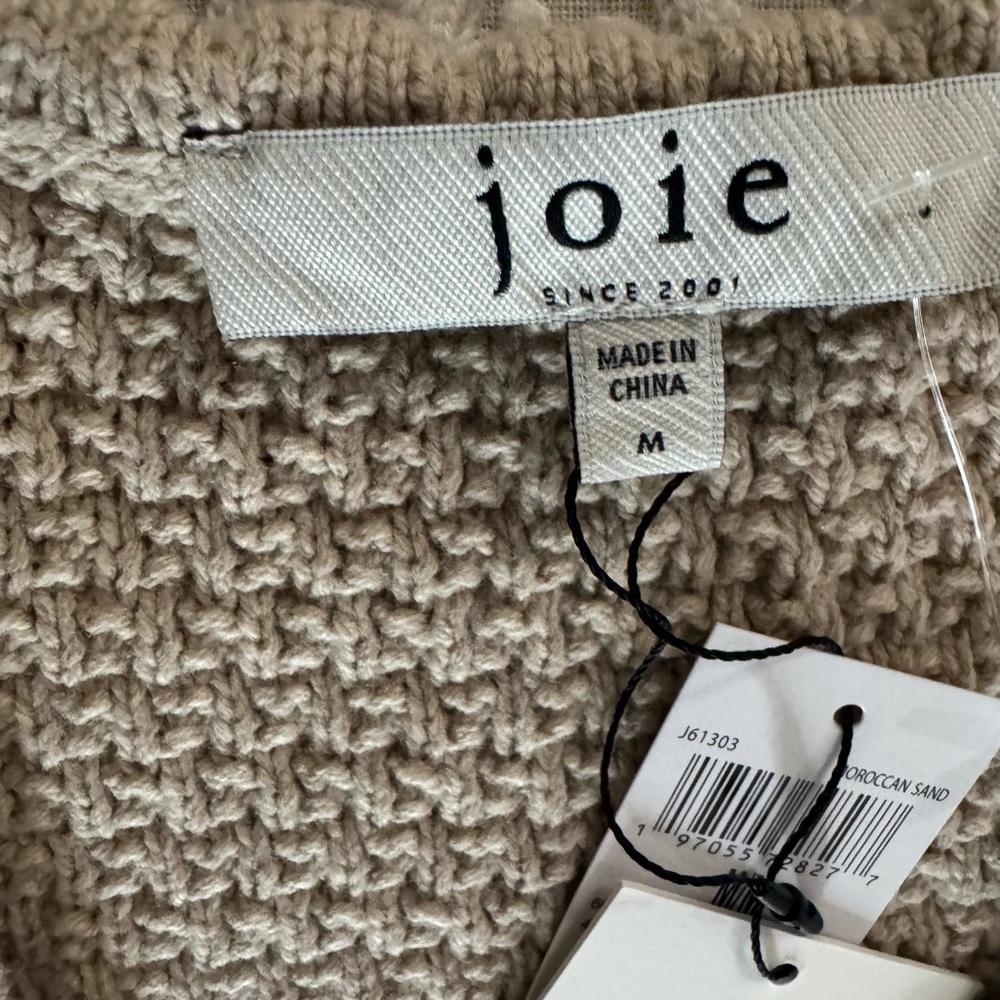 Joie Tie Front Knit Cardigan Sweater Neutral Beige Puff Sleeve Size M NWT - Picture 5 of 7